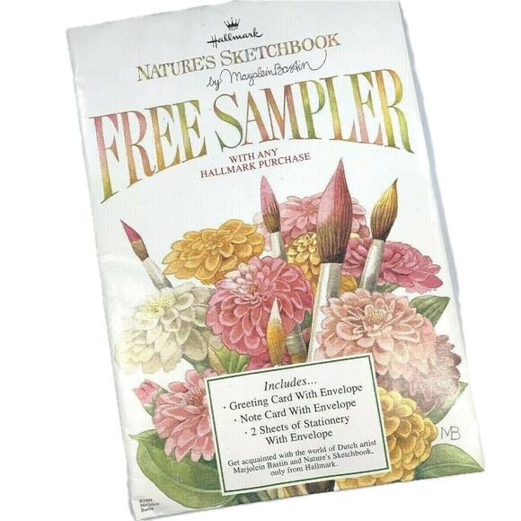 Hallmark Nature's Sketchbook Sampler Marjolein Bastin 2 Cards & Stationery 1994 - Picture 1 of 8